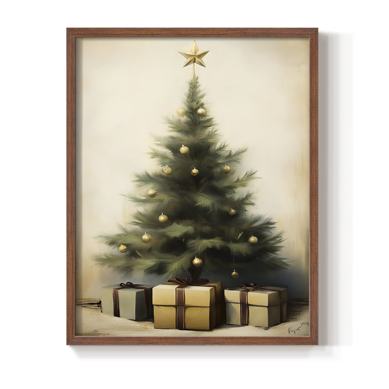 Art des Fêtes de Noël - série 2-CXV, reproduction encadrée - bois massif, H 30 po x l 24 po, Noyer