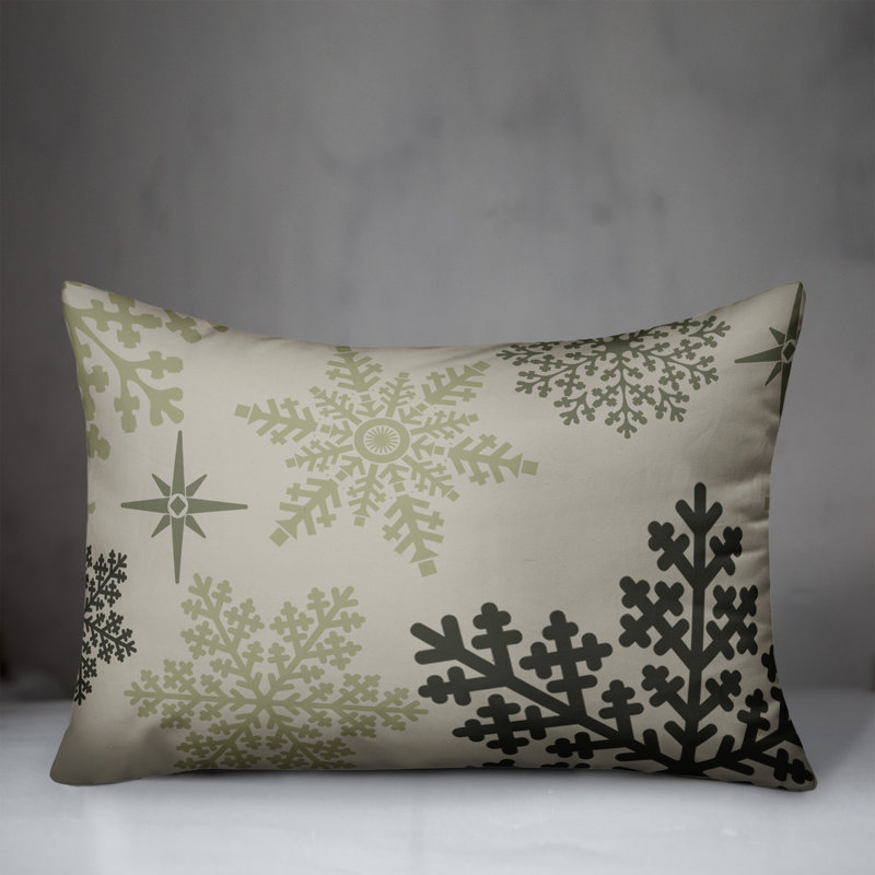  Snowflake Pattern Sage Rectangular Pillow Cover & Insert