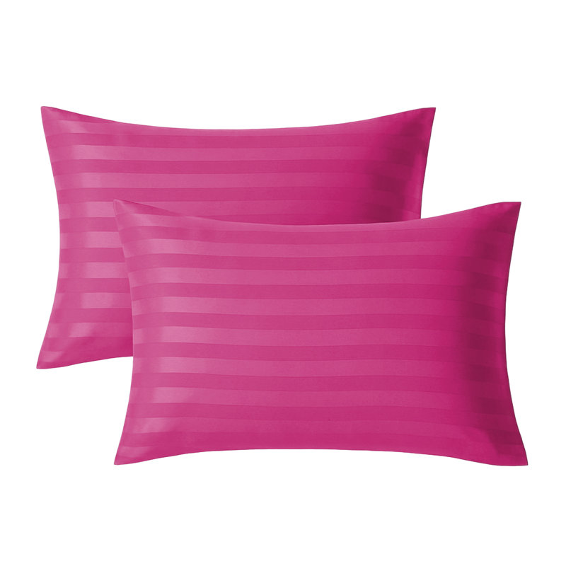 Luxury Microfiber Striped Pillowcases Set of 2 - Soft, Breathable & Wrinkle-Resistant Pillow Covers, Pink