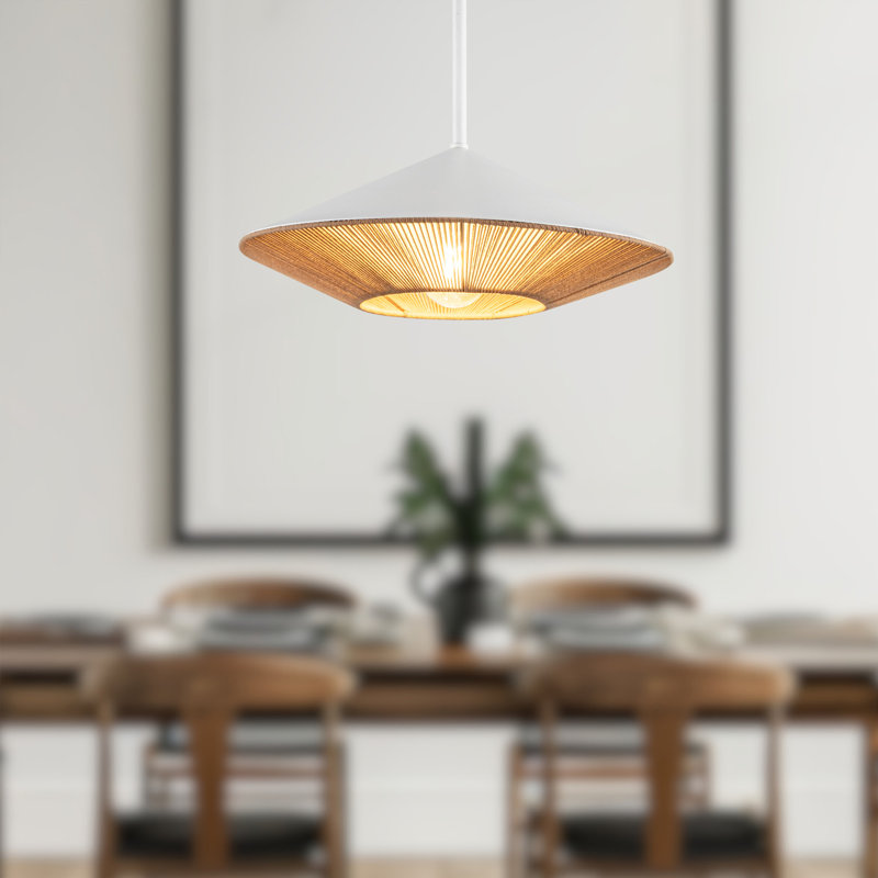 White Adjustable Steel Pendant Light with Black Shade