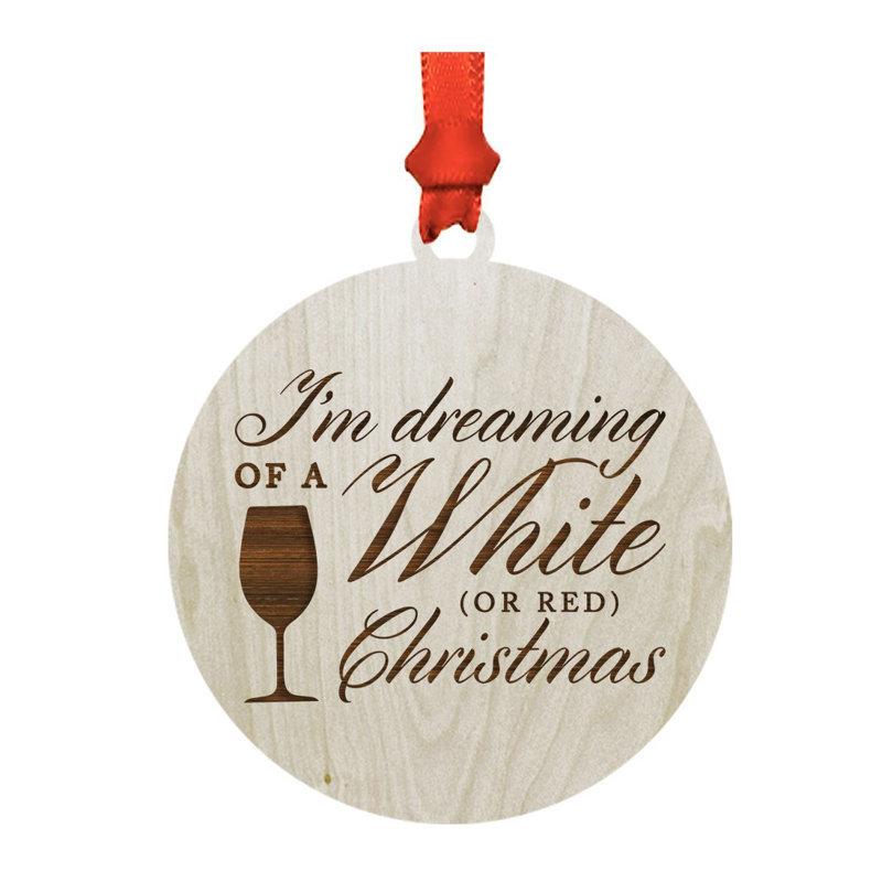 Wood 'je rêve d'un ornement de noël blanc (ou rouge)