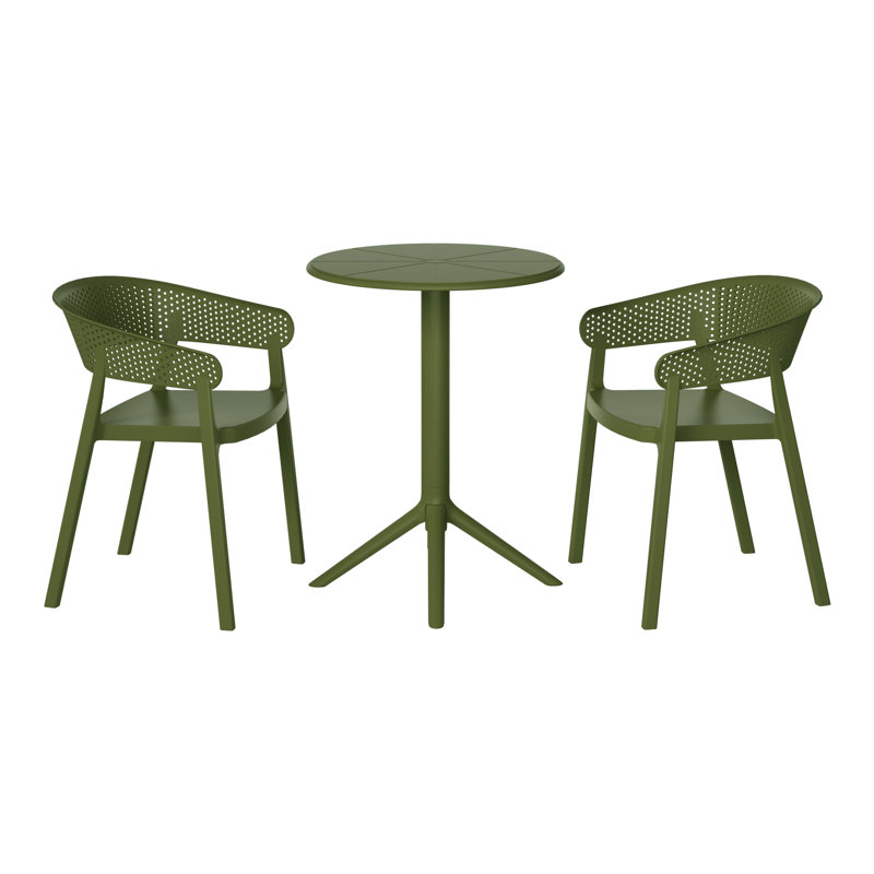 2-Person Outdoor Round Dining Set, Green