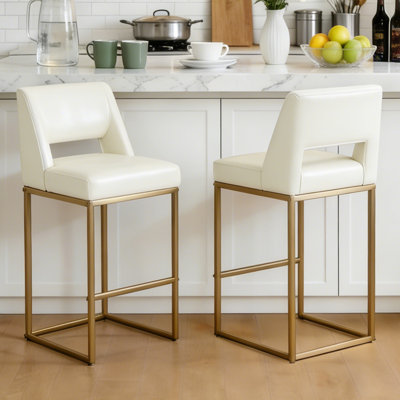 Tabouret de bar en polyuréthane rembourré avec structure en métal, ensemble de 2