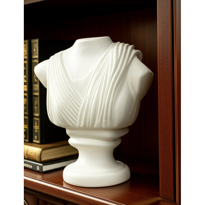 Sculpture Bust Paper Wood Mache Mdf Draped Classical Body Form Home Office Bedroom Living Room Decor - 16" Ivory