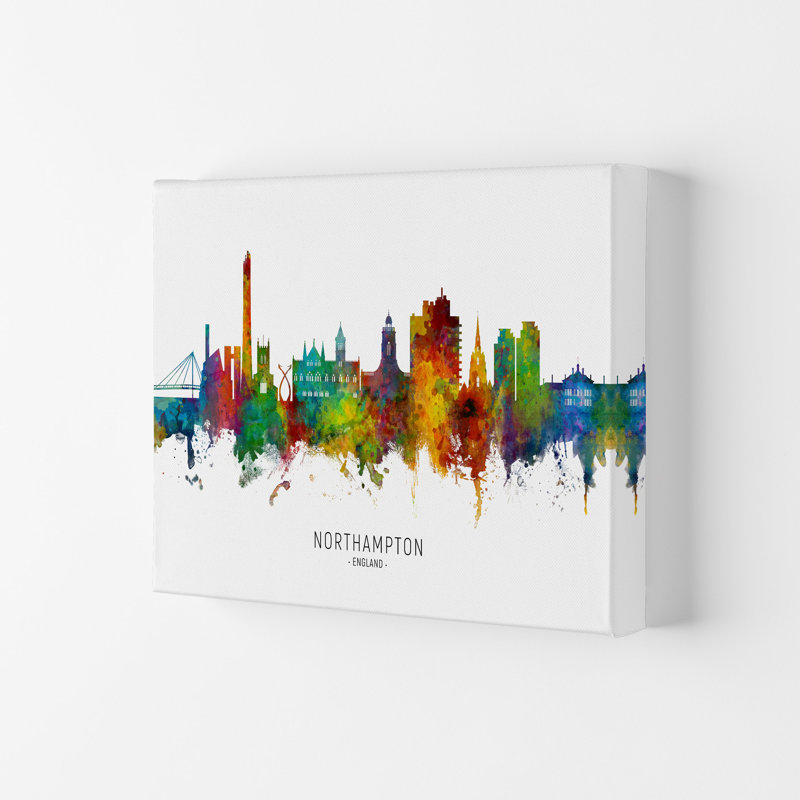 Northampton England Skyline by Michael Tompsett - Print, Wrapped Canvas, 21cm H x 29.7cm W x 4cm D