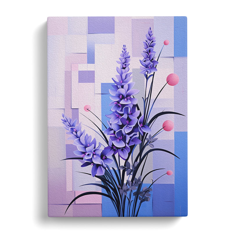 Lavender Flower Constructivism - No Frame Art Prints - Wrapped Canvas