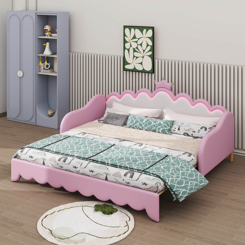 Lit de jour rembourré en métal Lennie, Rose
