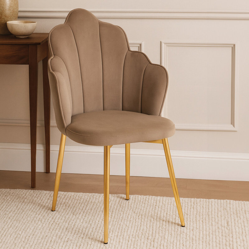 Koval 47cm H Polyester Blend Upholstered Side Chair, Gold, Light Brown