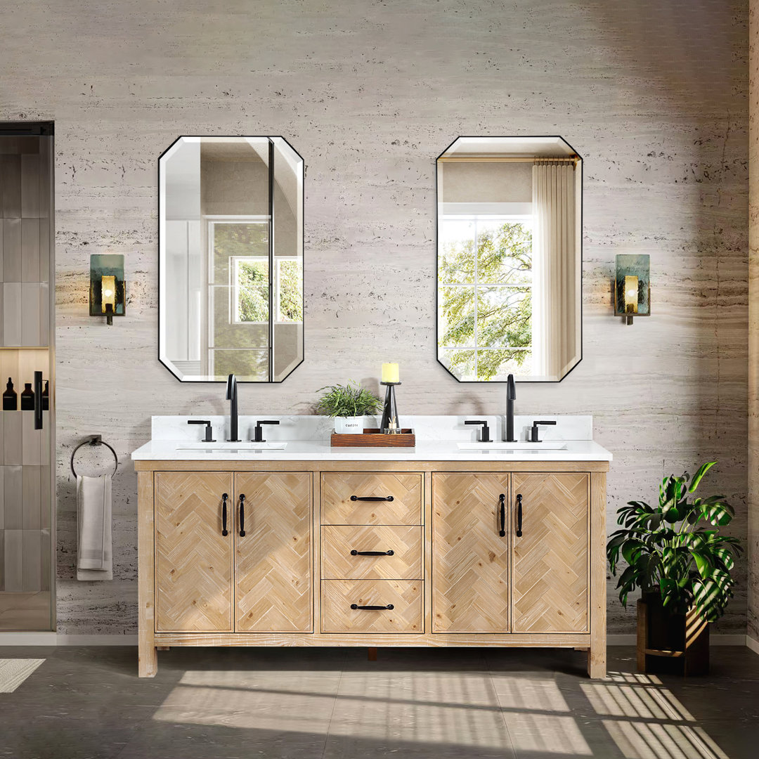 Mandey 72" Double Bathroom Vanity Set Union Rustic Base
