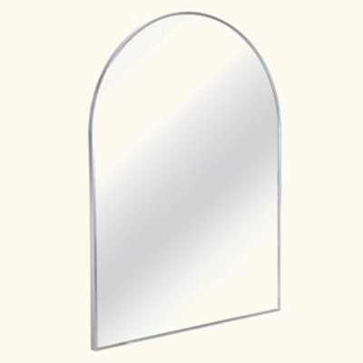 30X36 Inch Silver Metal Framed Arched Bathrrom Mirror
