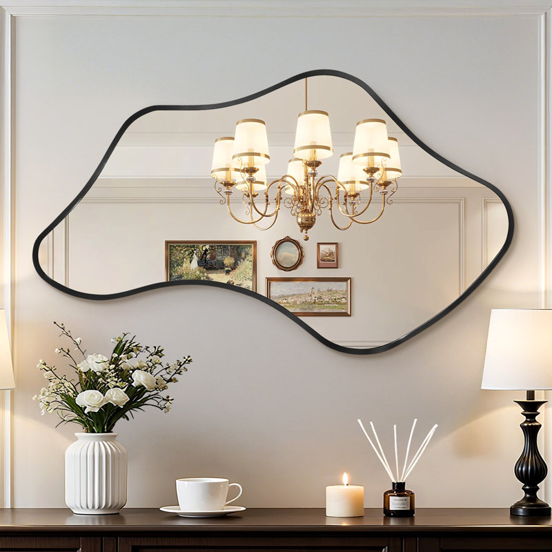 Modern Irregular Asymmetrical Wall Mirror with Aluminum Alloy Frame – Decorative Accent for Living Room, Bedroom, Entryway