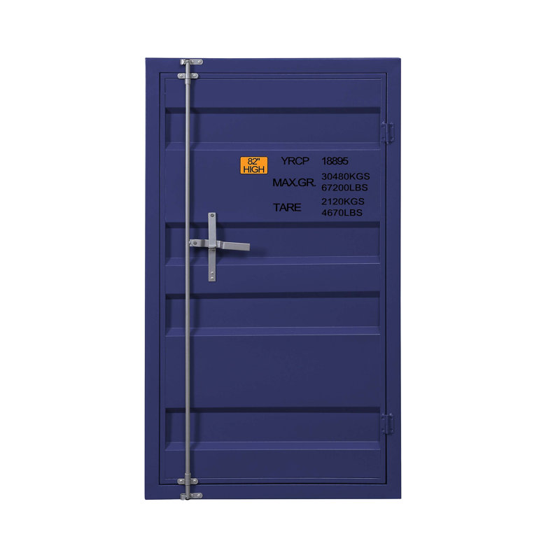Coffre industriel en métal avec finition bleue et rangement spacieux, parfait pour organiser et ranger les articles essentiels