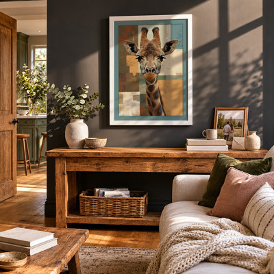 Giraffe in Geometry Modern - Framed Print