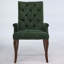 Chaise de salle à manger élégante en tissu chenille, pieds en bois courbés, dossier capitonné et accoudoirs confortables pour intérieurs modernes.-134683117-134683115