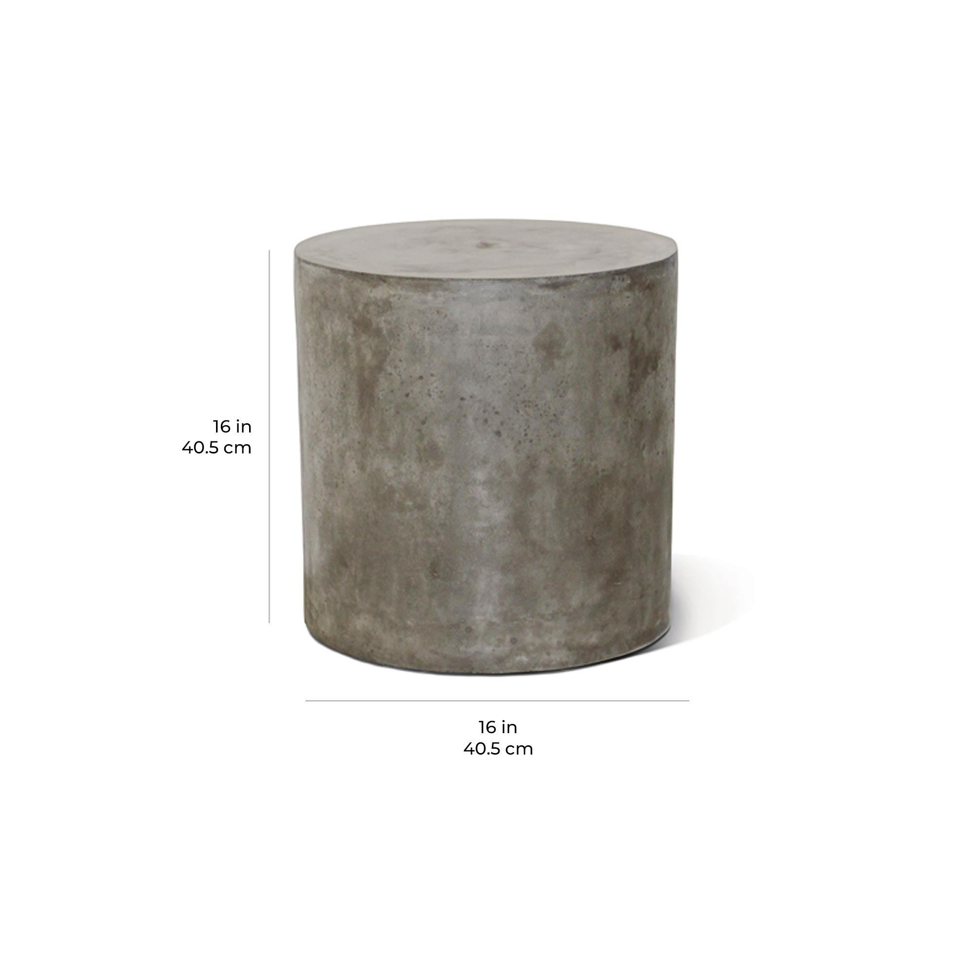 Perpetual Concrete Outdoor Side Table, Slate Gray, 16" Diameter