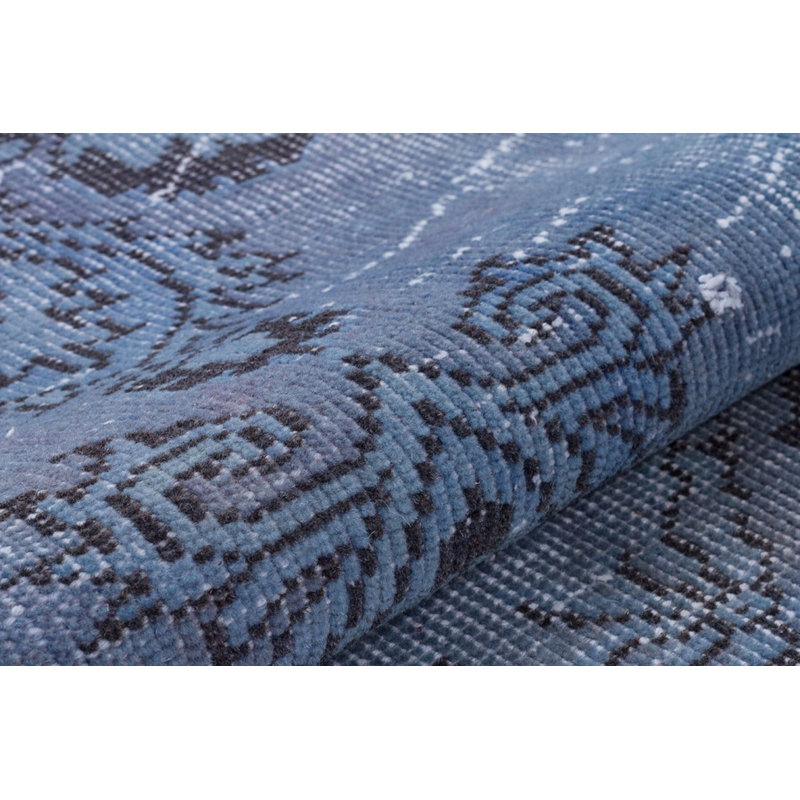 Tapis oriental bleu turc en laine noué à la main