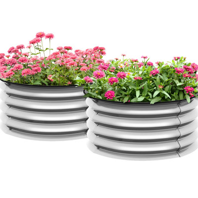 23.5" X 12.05" H Galvanized Raised Garden Bed , - 2 Units, Outdoor, Edging, Easy Assembly, Self-draining, Silver  2  23.5"x12.05", Self-draining For Outdoor Efficiency,