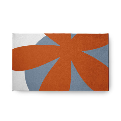 Tapis intérieur / extérieur en chenille tissé à la machine à motif floral orange / bleu / gris