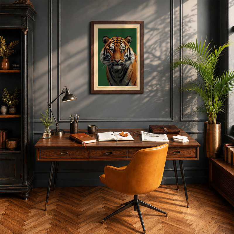 Tiger's Gaze Modern - Framed Print, Walnut, A1 - 84.1 x 59.4 cm