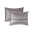 Ensemble d'édredon 7 pièces jacquard gris / taupe grand-128898657-128898658
