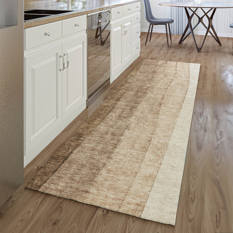 Premium Machine Washable Prisco Brown Rug, Runner 2'3" x 7'6"