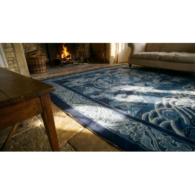 Tapis antique antique chinois à motif chinois des années 30