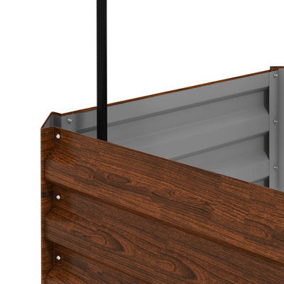 Lit pour plante surélevé galvanisé, 24 po x 24 po x 11,87 po, brun. Possède une cage à tomates stable et à treillis. Fond ouvert aux problèmes. Améliorez votre environnement extérieur avec votre cour, votre jardin ou votre patio. Nutritif délicieux