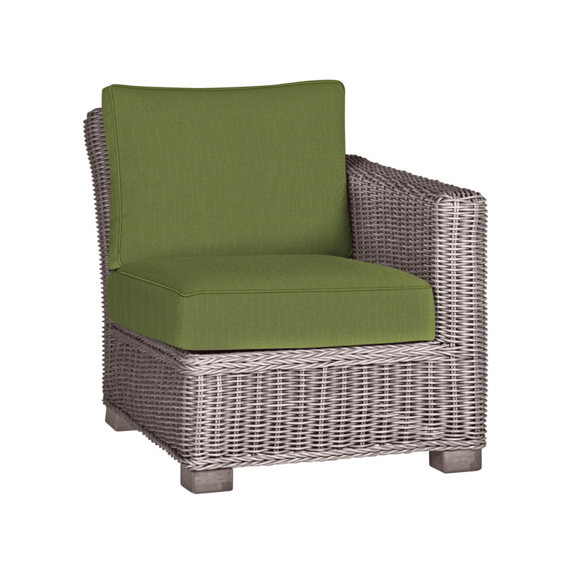 Rustic Patio Lounge Chair with Cushions, Welt, Oyster, Linen Forest