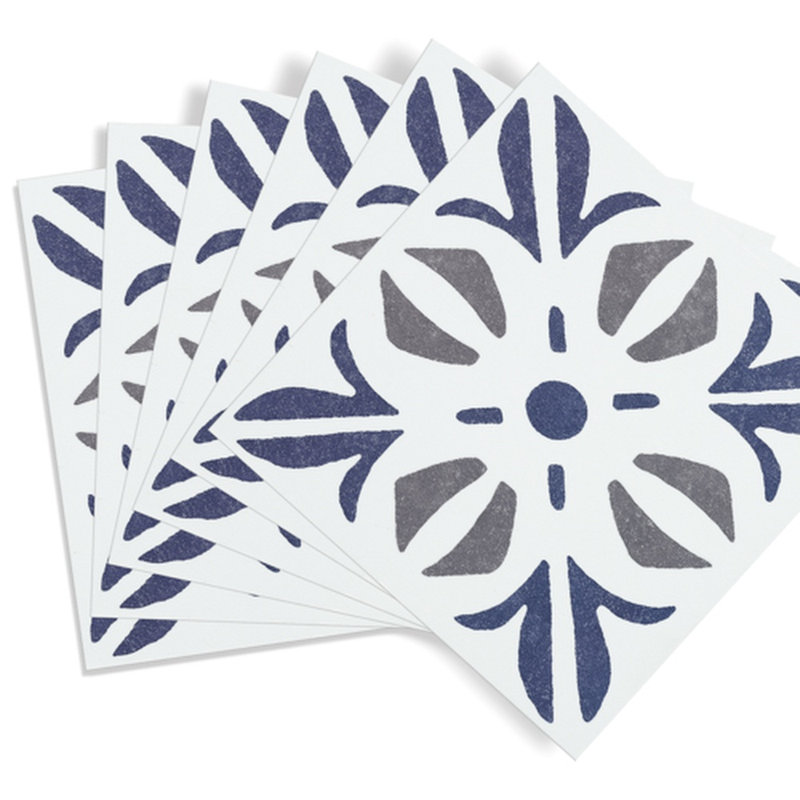 Cubia Blue 15.25 x 15.25cm Self-adhesive Vinyl Wall Tiles Pack 6