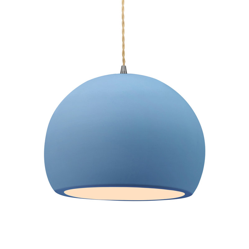 Luminaire suspendu à 1 lumière Aschwin, H 9,25 po x l 12,25 po x P 12,25 po, Bleu ciel, Nickel brossé