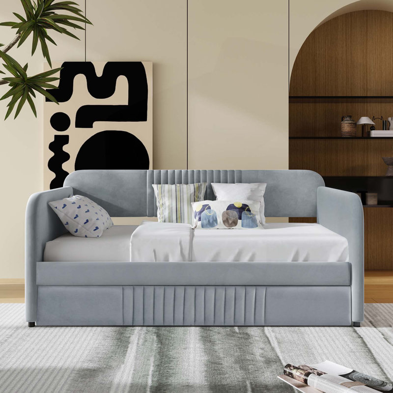 Versatile Upholstered Daybed Sofa Bed with Trundle for Extra Comfort, Gray