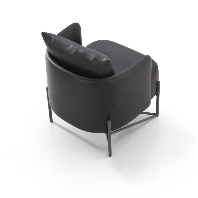 Laurent Armchair, Black Faux Leather