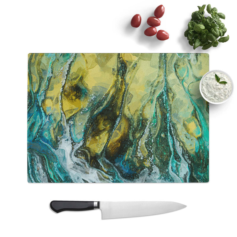 Tempered Glass Voice of Eternity in Abstract Cutting Board, 28.5 cm W x 20 cm L
