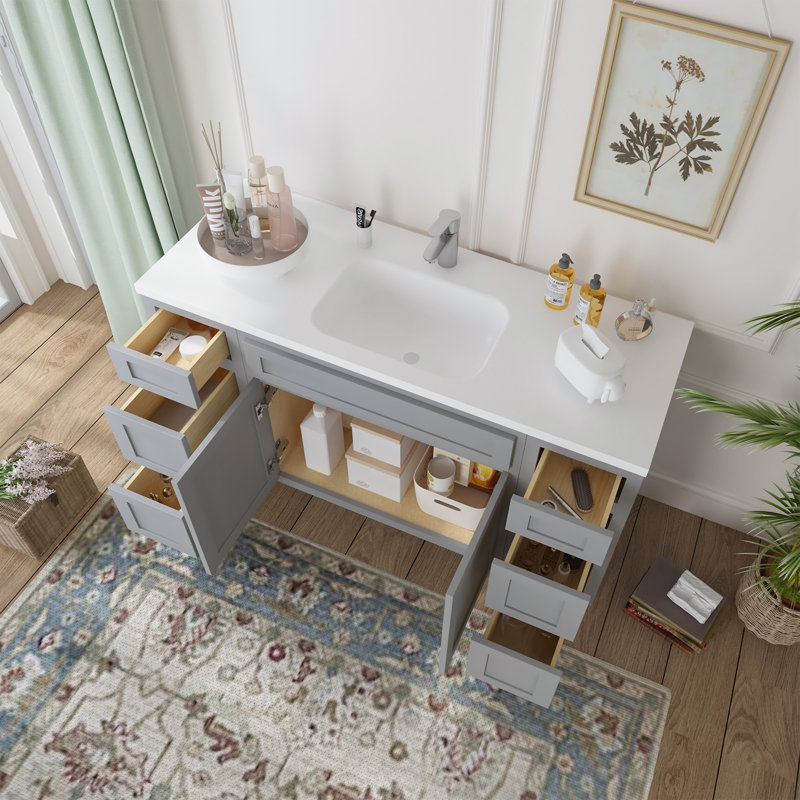 54'' Single Bathroom Vanity Base Only, Gray