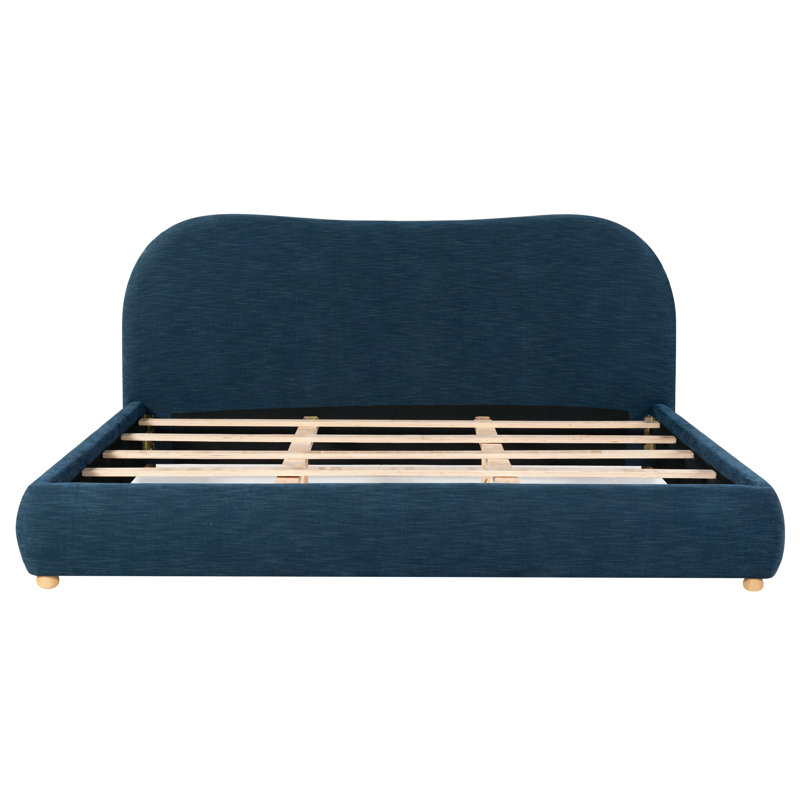 Lizzy Upholstered Bed, Queen, Natural/Navy