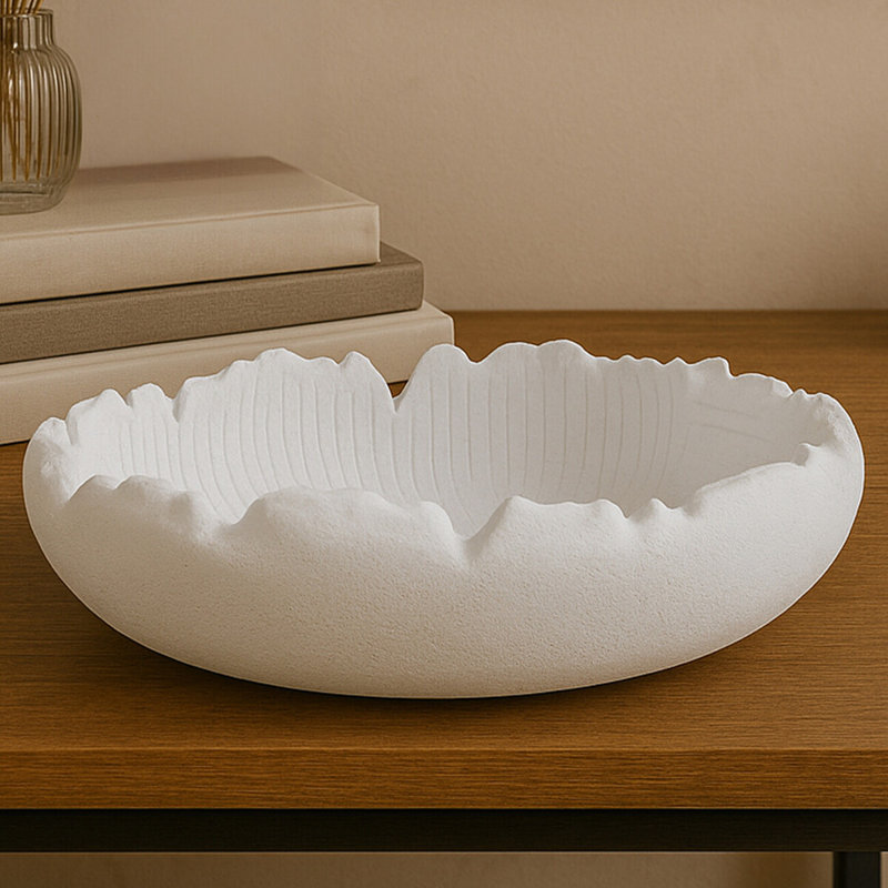 Broc Decorative Bowl, 10cm H x 34cm W x 34cm D, White