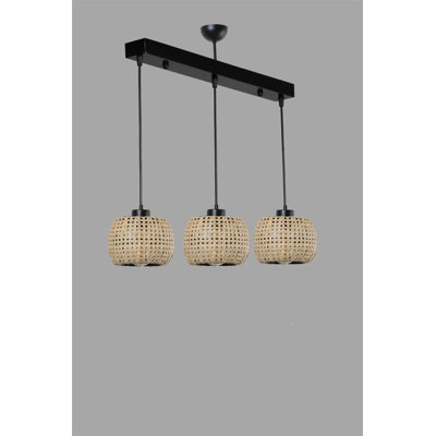 Bohemian Rattan Chandelier, Adjustable Height, 21.7 x 6.3 inches | Rattan Body with Metal Parts, E27 Socket Max 40W | Perfect for Scandinavian, Southwestern, & Country Décor | Elegant Lighting for Home & Dining Spaces