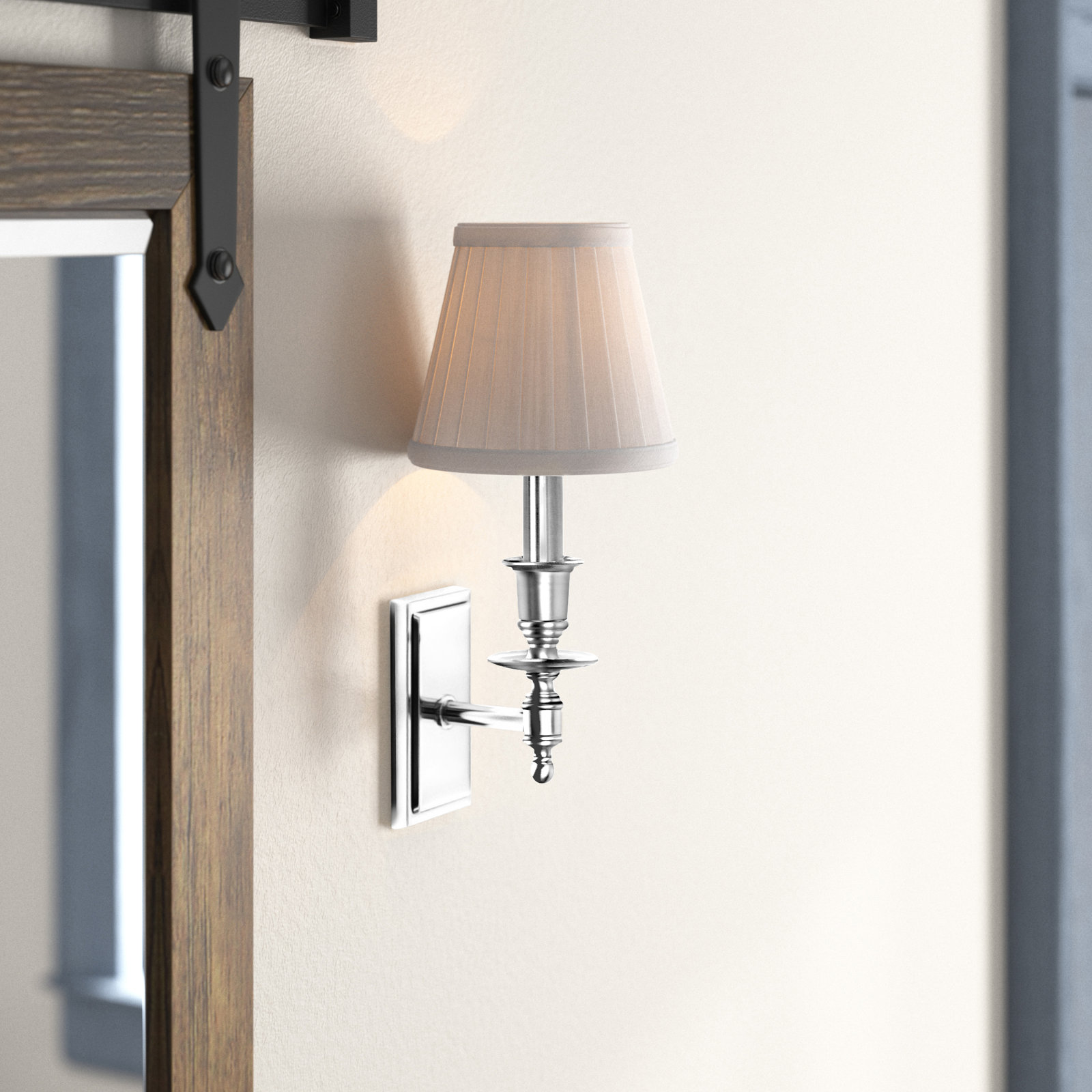 Lennon Single Light Candle Wall Light, Polished Nickel