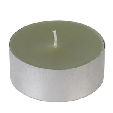 Unscented Tealight Candle with Metal Holder, Sage Green, Set of 12