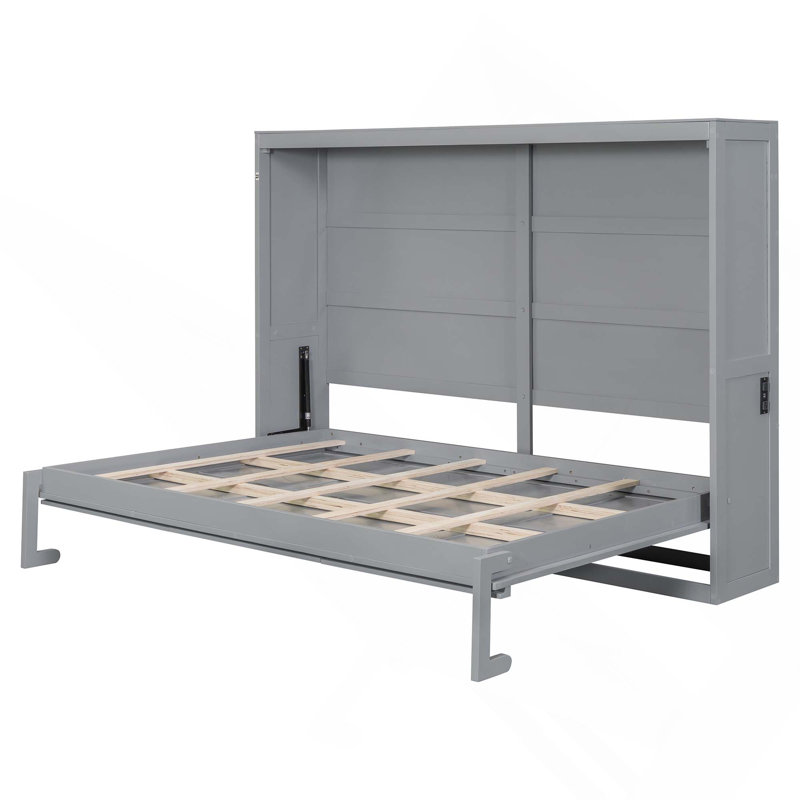 Lit escamotable escamotable peu encombrant pour chambre d'amis et petit espace, Grey, Full