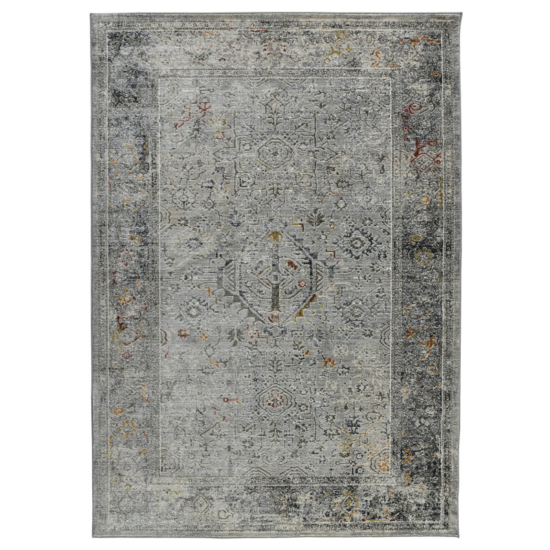 Charleen Traditional Bordered Premium Polyester Performance Area Rug, Rectangle 7'10" x 10'10"