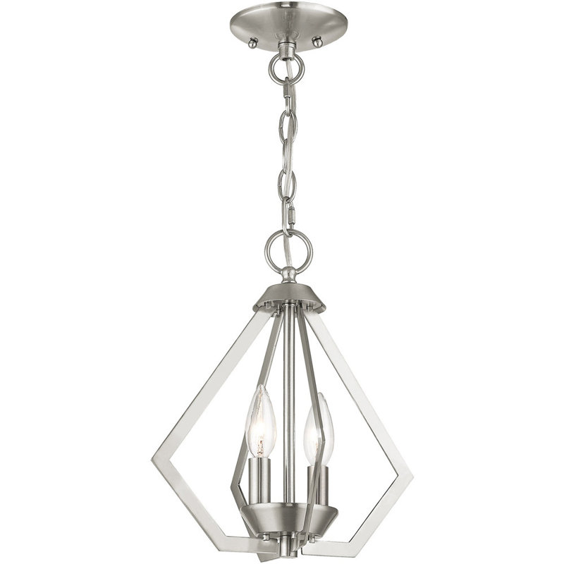 Lustre géométrique à 2 lumières Cathelijne, Nickel brossé