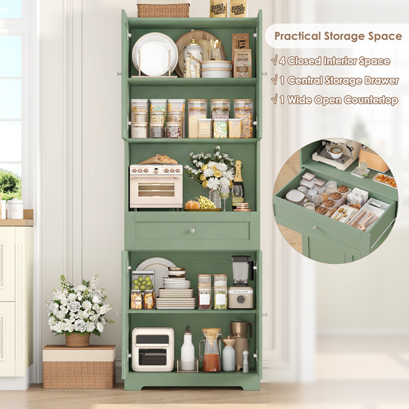Annibelle 67.5" Kitchen Pantry, Green