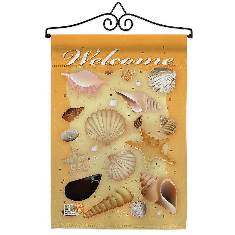 « welcome shells », impression de polyester décoratif de 2 côtés 19 po x 13 po ensemble de drapeau