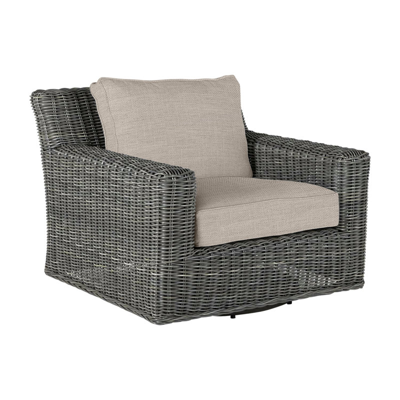 Rustic Patio Armchair with Cushions, Slate Gray, Dove Sunbrella® Linen, Welt