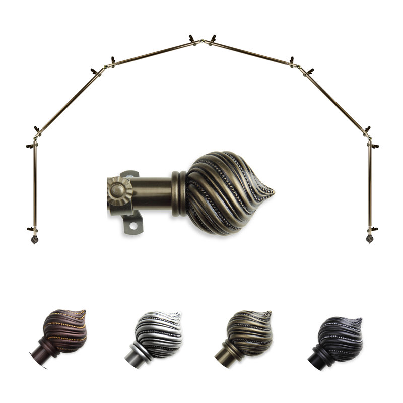 Tringle à rideaux simple ajustable avec baie vitrée de 0,81 po, Laiton antique, 28 po à 48 po (chaque côté)