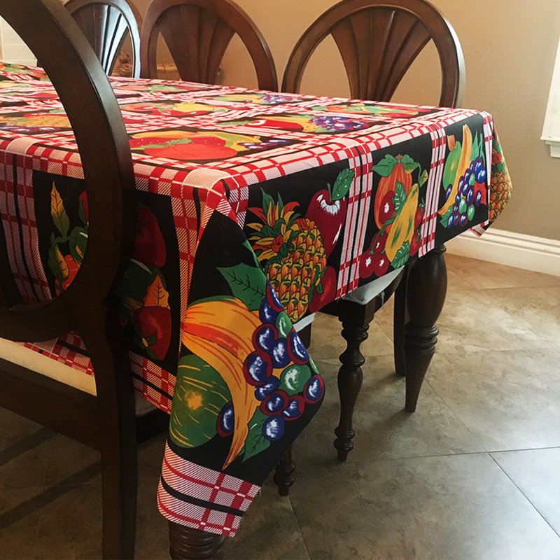 Fruit Bundle Print Tablecloths, 144" x 58", Black