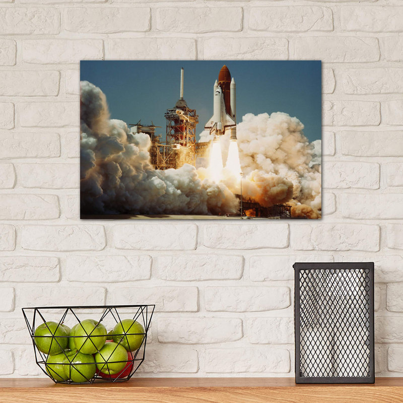 Space Shuttle Challenger Lift Off (1983) - No Frame Print on Canvas, 66.04 cm H x 45.72 cm W x 3.175 cm D, Wrapped Canvas