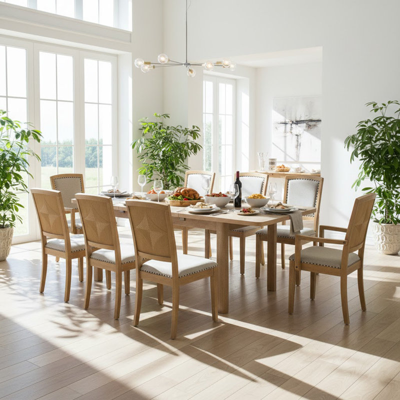Ensemble de table de réception extensible de 84 po avec sièges rembourrés, 6 chaises et 2 fauteuils, ensemble de réunion et d'accueil 9 pièces