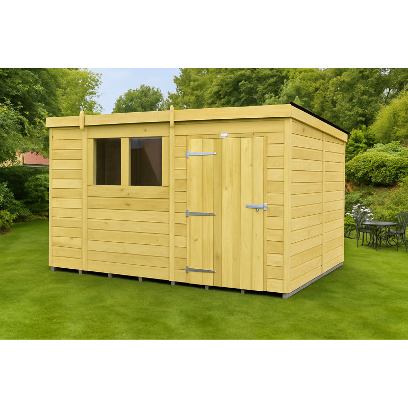 Pent Shed - Single Door with Windows, 10ft x 8ft 
